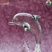 Transparent Boro Glass Dolphin With Green Touch - Handmade Glass Sculpture