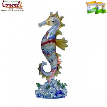 Burner Working Large Sea Horse on Stand - Handmade Glass Art