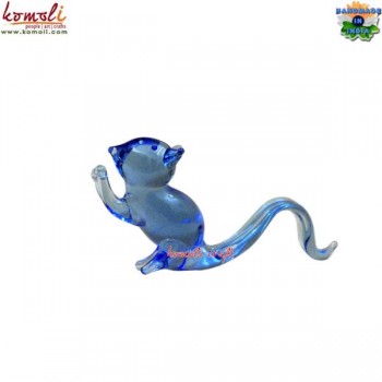 Relax Pose of Blue Squirrel - Handmade Glass Flameworking Miniature Sculpture