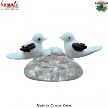 Pair of Love Birds White and Black - Boro Glass Gifts - Flameworking Artwork