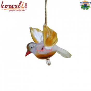 Cute Little Hanging Blown Working Glass Bird Christmas Ornament
