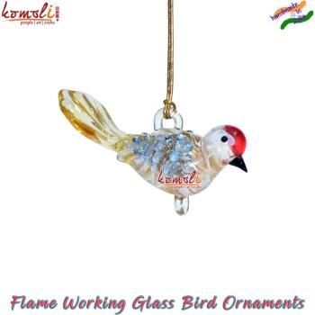 Glass Bird Christmas Ornaments, Handmade Flame Working Custom Glass Figurine