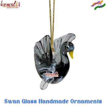 Glass Black Swan Handmade Christmas Ornaments, customization available