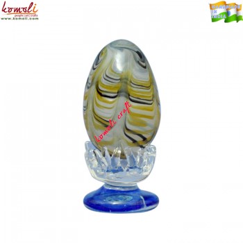 Trans Brown Onyx Type Handmade Boro Glass Easter Egg with Stand