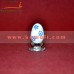 Blue Polka Pattern on White Base - Handmade Flame-working Borosilicate Glass Easter Egg