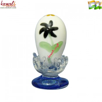 Identity - White Boro Glass Easter Egg with Flower Design - Flame Working Art