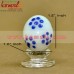 Symmetry of Dots - Blue Dots on White Base - Marble Like Handmade Glass Easter Egg