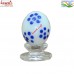 Symmetry of Dots - Blue Dots on White Base - Marble Like Handmade Glass Easter Egg