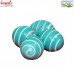 Aqua Blue with White Lines - Fantastic Handmade Glass Decorative Easter Egg