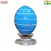 Sky Blue with White Circles Handmade Glass Easter Egg