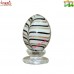 Golden and Black Stripes on Art Glass Easter Egg with Complimentary Stand