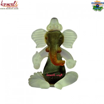 Two Tone Frost Ganesha - Glass Art Work