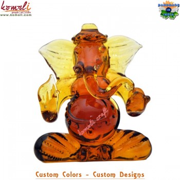 Amber Color Glass Ganesha Idols For Car Wedding Favors Giveaways Return Gifts