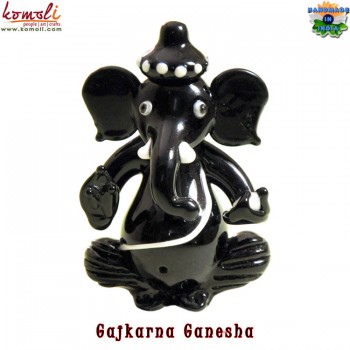 Gajkarna Black Glass Ganesha Murti Idol For Car Dashboard