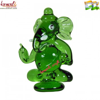 Jade Crystal Green Ganesha Murti - Borosilicate Glass Flameworking Wedding Favors