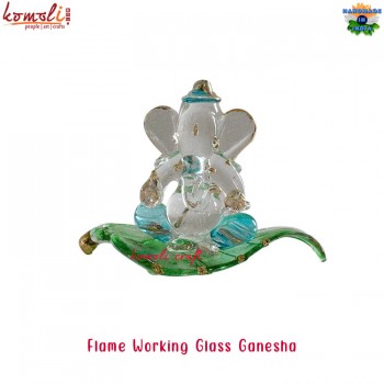 Leaf Ganesha Green Glass Ganesh Murti Idol for Wedding Gifts Favors Return Gifts Custom Packing