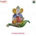 Multi-Color Vibrant & Magnificent Lucky Glass Ganesha on Leaf, Car Dashboard Statue & Decoration