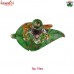 Multi-Color Vibrant & Magnificent Lucky Glass Ganesha on Leaf, Car Dashboard Statue & Decoration