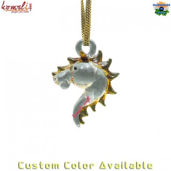 Vintage Style Horse Head Pendant, Transparent Glass Flameworking Handmade Jewellery