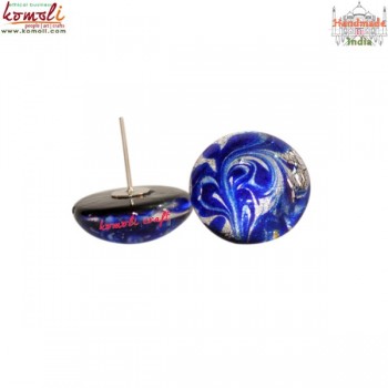 Blue Whirlpool - Handmade Glass Ear Ring