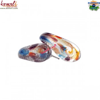 Striking Rainbow Colors - Handmade Blown Working Stud Glass Earring Jewelry