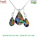 Striking Rainbow Glass Pendant and Earring Set Handmade Blown Working Glass Jewellery