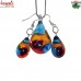 Rainbow Glass Jewelry Pendant Earring Set