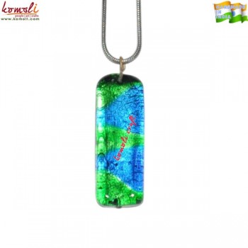 Rectangular Abstract Design Pendant - Hand Crafted Glass Burnerwork