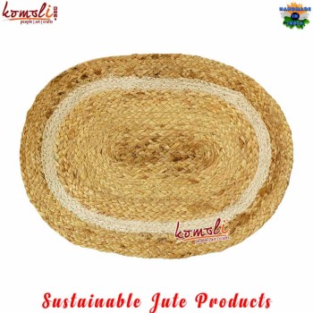 Oval Jute Placemats, Natural Sustainable Kitchen Decor