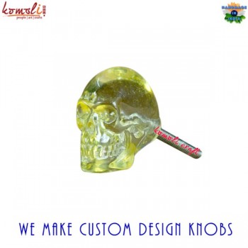 Halloween Theme Clear Transparent Skeleton Shape Drawer Pull Knob - Made of Resin