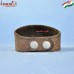 Brown Mens Wide Leather Bracelet with Stamped Metal Plate - Custom GA Bracelet