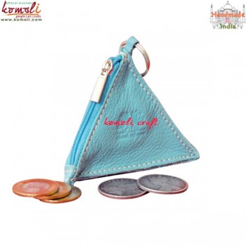 Turquoise Blue Pyramid Leather Utility Pouch