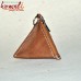 Pyramid Design Beige Color Leather Utility Pouch Key Ring Holder