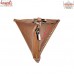 Pyramid Design Beige Color Leather Utility Pouch Key Ring Holder