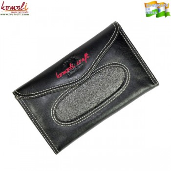 Tissue Holder for Car Sun Visor Genuine Leather (Black)