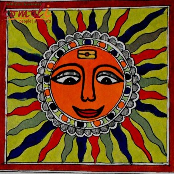 Illustration of Sun - Iconic Madhubani (Mithila) Painting - Folk Art