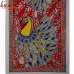Convoluted - Three Red Peacocks - Oversize Madhubani (Mithila) Folk Painting