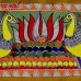 Ecstasy Twin Peacock and Lotus Flower - Oversize Madhubani (Mithila) Folk Painting