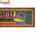 Ecstasy Twin Peacock and Lotus Flower - Oversize Madhubani (Mithila) Folk Painting