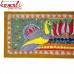 Ecstasy Twin Peacock and Lotus Flower - Oversize Madhubani (Mithila) Folk Painting