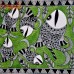 Intricate Green Ocean and Fish Family Folk Madhubani (Mithila) Painting (Large)