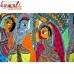 Radha Krishna Ras Leela - Madhubani (Mithila) Folk Painting (Oversize)