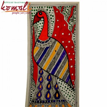 Peacock Twinees - Folk Madhubani (Mithila) Painting (Large)