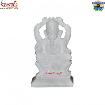 Iconic White Marble Ganesha Statue Fine Hand Carving