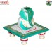 Chowki Ganesha - Handpainted Emerald Green - Marble Statue