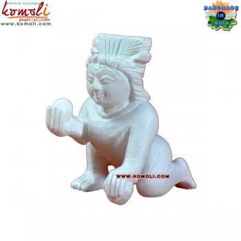 Milky White Marble Balgopal Krishna - Marble Laddu Gopal