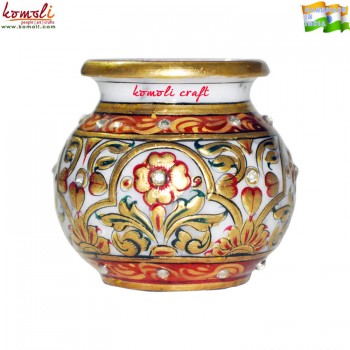 Decorative Marble Kalash - Hand Painted & Studded