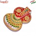 Ganesha Shape Flat Marble Decorative Kumkum Holder with Sliding Lid