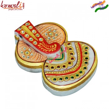 Ganesha Shape Marble Decorative Kumkum Holder with Sliding Lid Dry Fruit Container