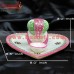 Heart Shape Pink Puja Thali With Ganesha and Deepak - Marble Kundanworking